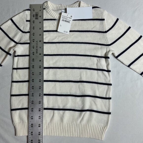 Boys Ivory & Navy Striped Cotton Pullover Sweater Size 7 Nordstrom Rack Casual S - Picture 4 of 6